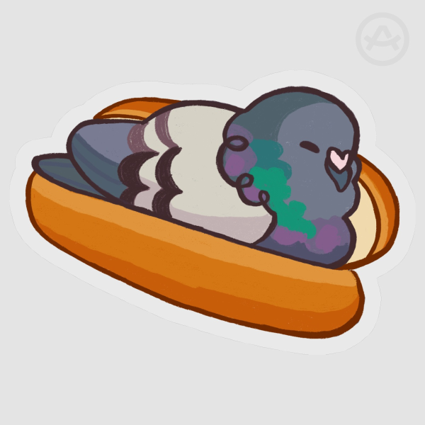 Pigeon in a Hot Dog Bun - Sticker