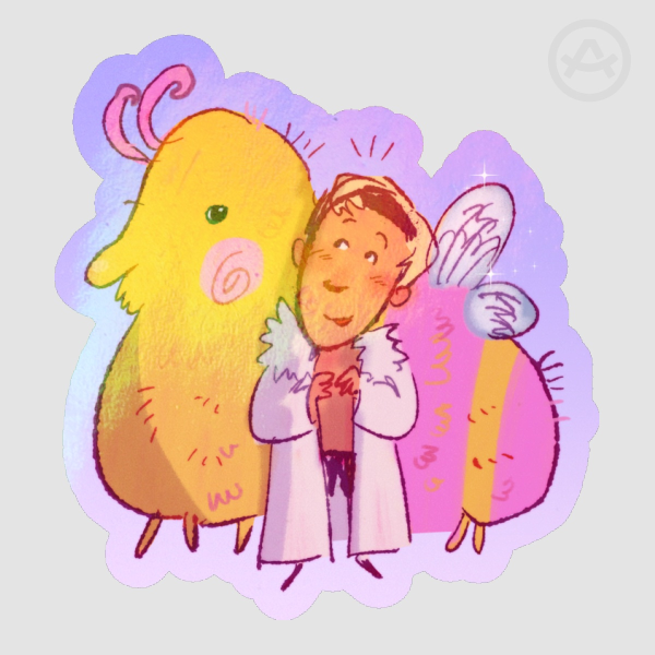 Ken and his caterpillar (sticker)