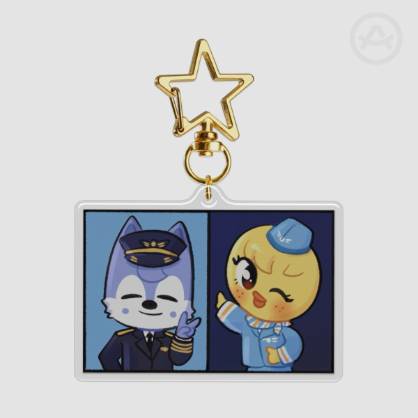 SKZOO Airlines Wolf Chan and Bbokari Epoxy Keychain