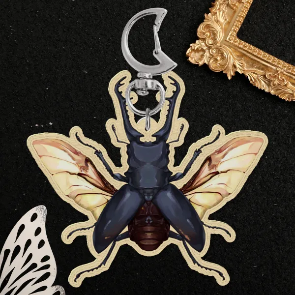Stag Beetle (Prosopocoilus giraffa) - wooden keychain