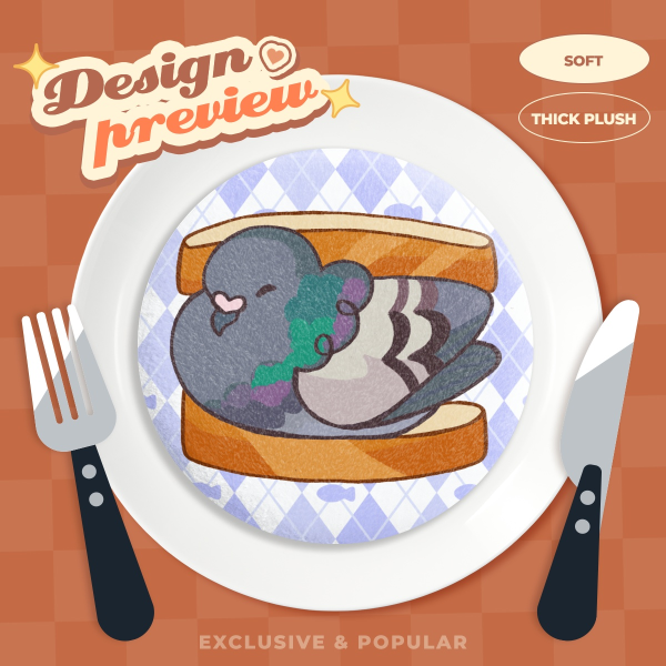 Pigeon Bread Plush Badge