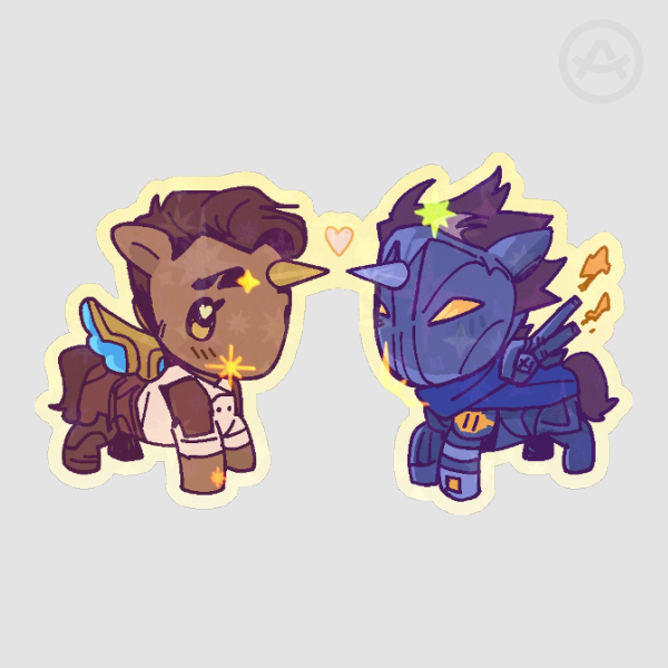 Small Ponies Sparkly Cut Sticker (51mm x 31mm)