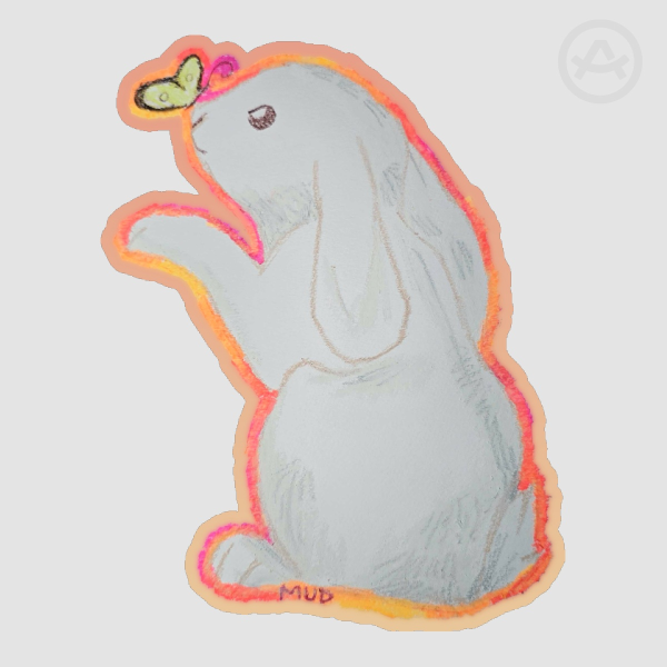Bunny friends with butterfly