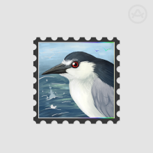 Night Heron - Silver Holo Stamp Sticker