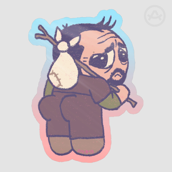 "Sad Bum Robby" Colored Edge Die Cut Stickers