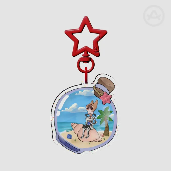 Mass Effect Mordin Solus beach bottle glitter keychain