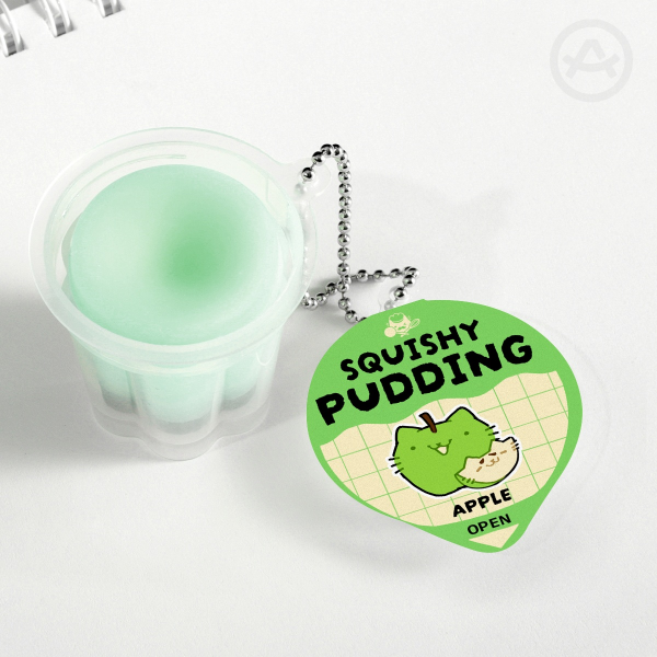 Apple Cat | Squishy Pudding Jelly Keychain