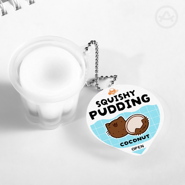 Coconut Cat | Squishy Pudding Jelly Keychain