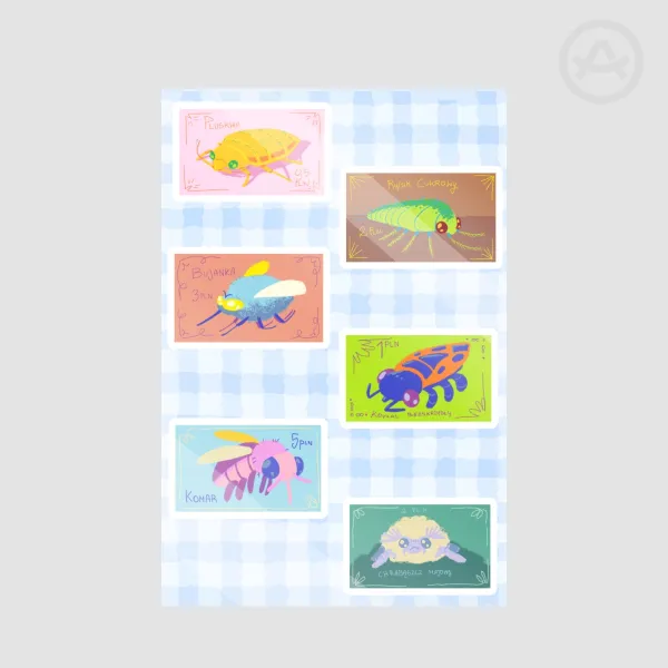 Polish Bug Postage Stamps Stickers