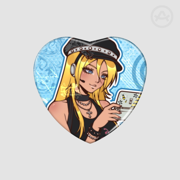 Gyaru Mcbling Lily | Heart Button Badge