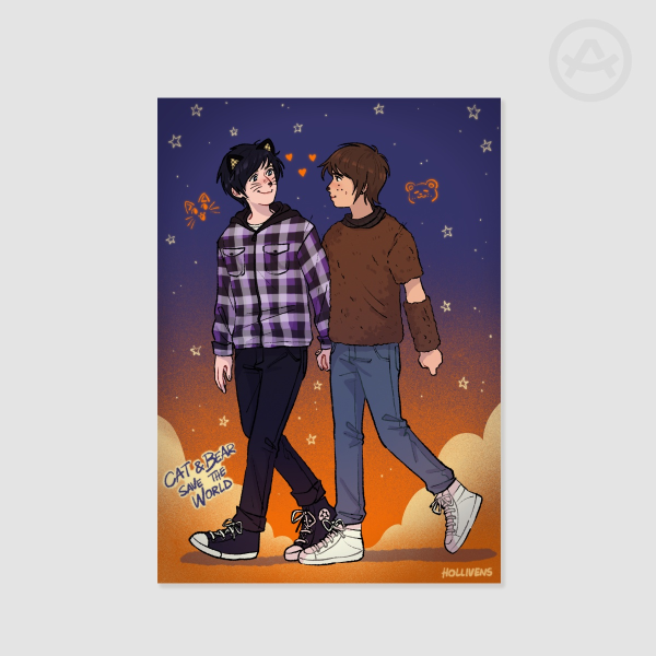 Cat and Bear Halloween 2009 Poster/Print