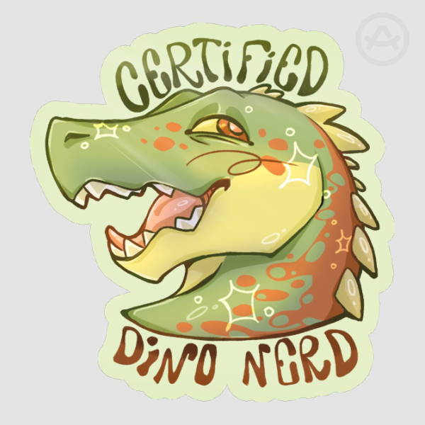 Certified Dino Nerd Sticker Small