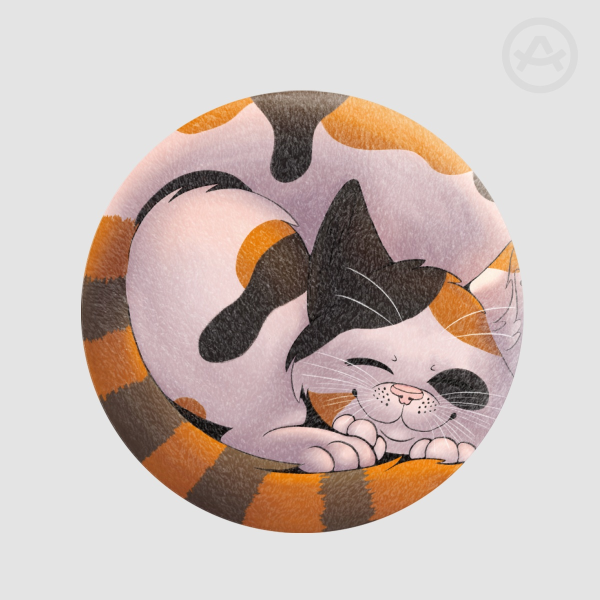 Calico Cat Plush Button