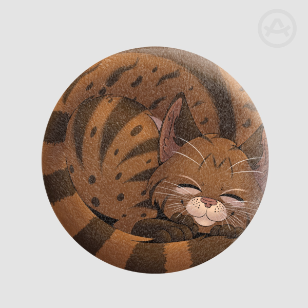 Brown Tabby Cat Plush Button