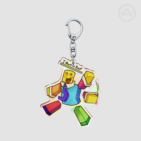 Construction Roblox | IWantToHelp Keychain (Broken Glass Holographic)