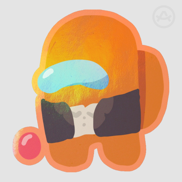 Orange among us show sticker