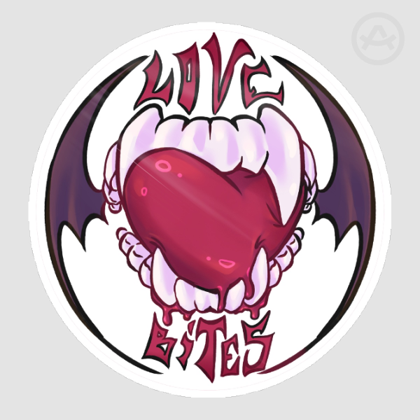 Love Bites Vampire Sticker White