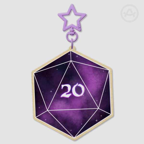 Space D20 Wood Keychain