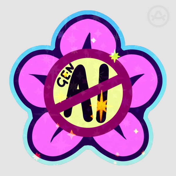 Anti-GenAI Colored Edge Holographic Die Cut Sticker