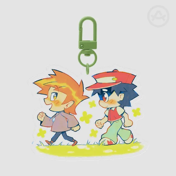 Red and Blue Grassy Walk Keychain