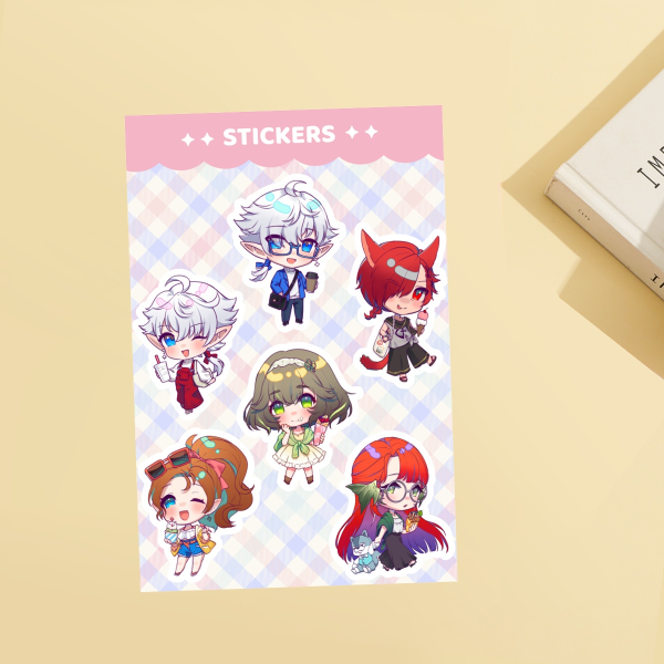 FFXIV FF14 Scions and Friends Casual Chibi Sticker Sheet