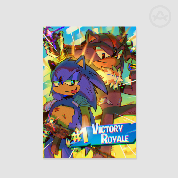 Blue Hedgehog & Shadow - Top 1 - Fortnite Print A5