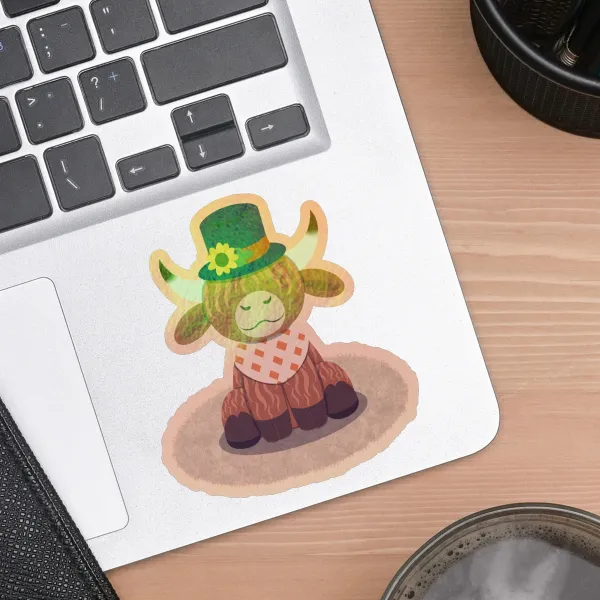 Highland cow with hat Stickers