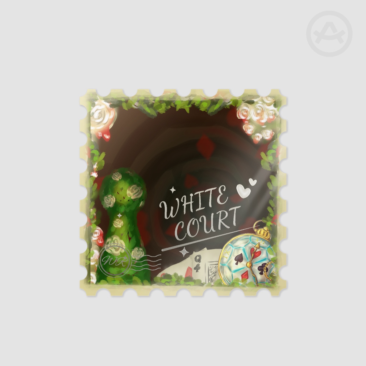 White Rabbit Post - White Court Stamp Sticker