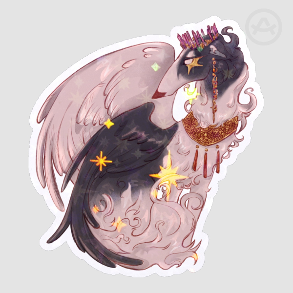 Winged Fantasy Borzoi Star Sticker