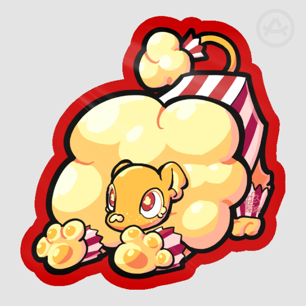 popcorn lion sticker