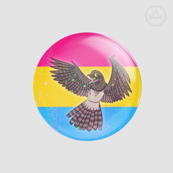 Weird and Wonderful World - Pride Potoo Badge (Pansexual) (Button Pins)