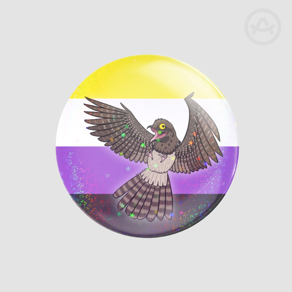 Weird and Wonderful World - Pride Potoo Badge (Nonbinary) (Button Pins)