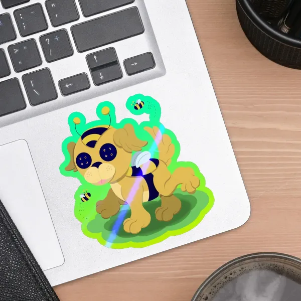 Golden retriever in bee costume Stickers