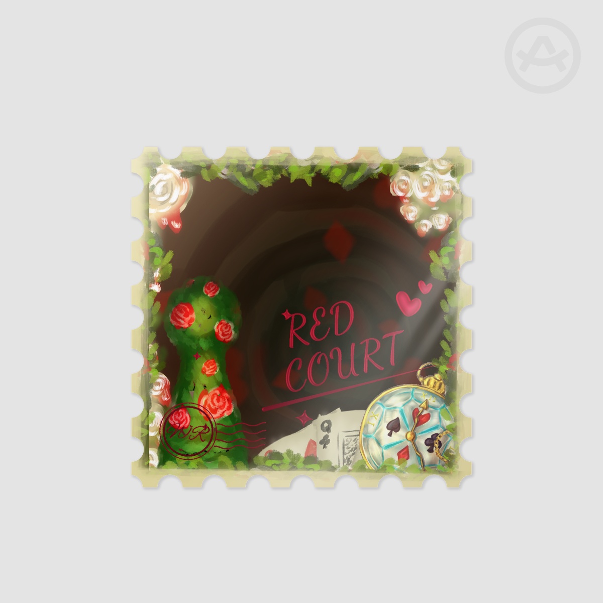 White Rabbit Post - Red Court Stamp Sticker