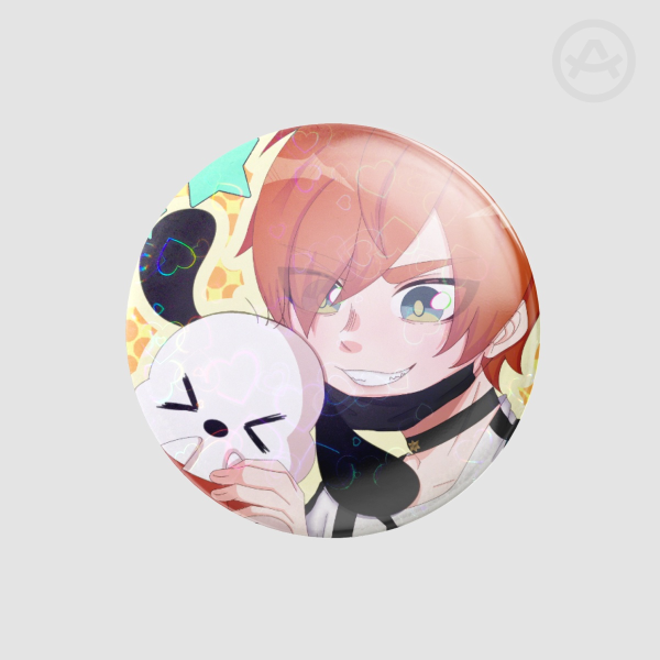 Fuuta Kagiyama and Pochaco (Button Pins)