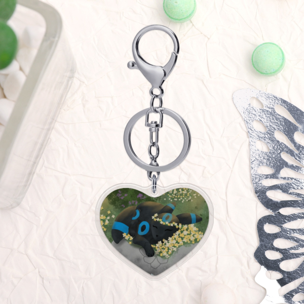 Black and Blue Pocket Cat Monster Epoxy Clear Acrylic Keychains