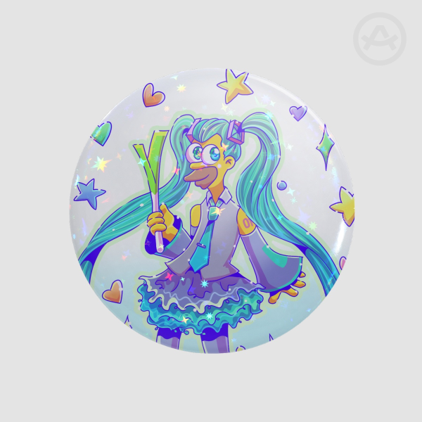 Hatsune Lenny Holographic Round Badge