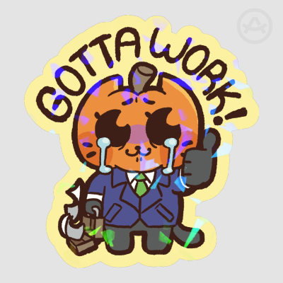Pumpkin Cat Gotta Work Colored Edge Die Cut Stickers