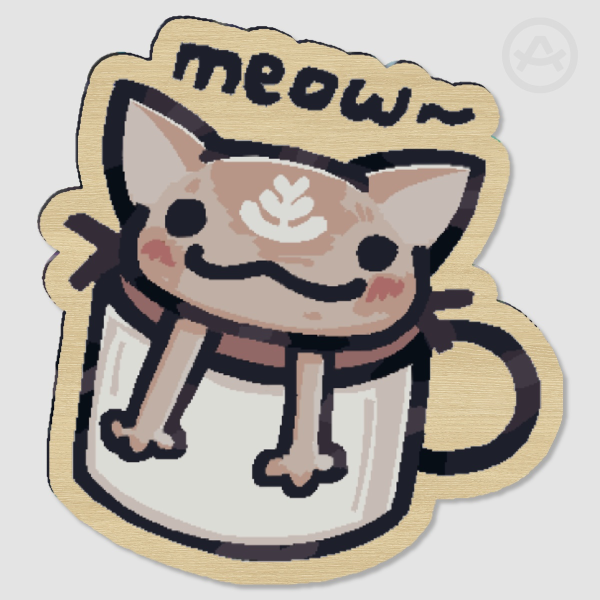 🤎 Cattuchino 𑄝੭ Wood Pin! ᝰ.ᐟ