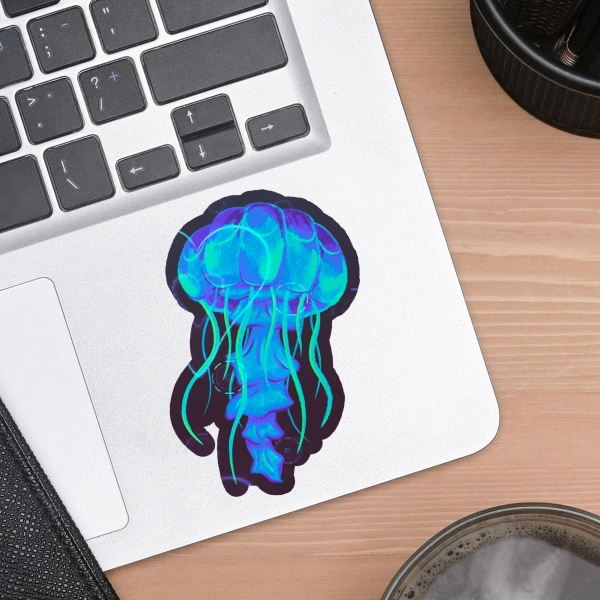 Jellyfish Colored Edge Die Cut Sticker