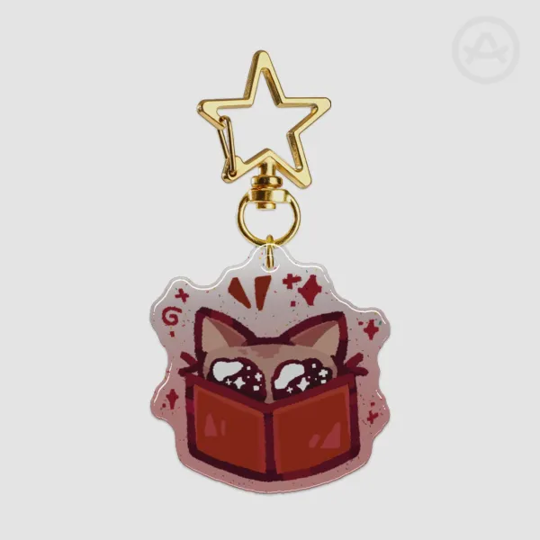 📕Cat & Book ⋆˙⟡ Epoxy Glitter Keychain❤️