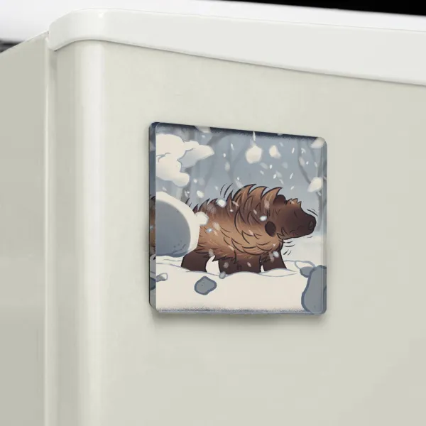 Snowy Wolverine Fridge Magnet