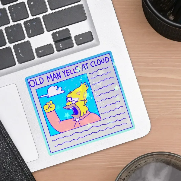Old Man Yells At Cloud Simpsons Holographic Colored Edge Die Cut Sticker