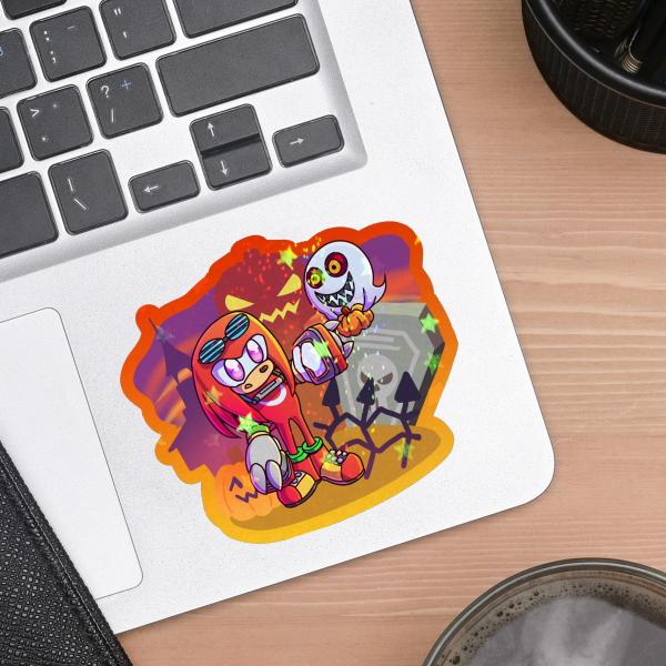 Knuckles Pumpkin Hill Holographic Colored Edge Die Cut Sticker