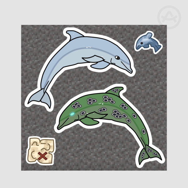 Minecraft - Rounded Dolphin Sticker Sheet