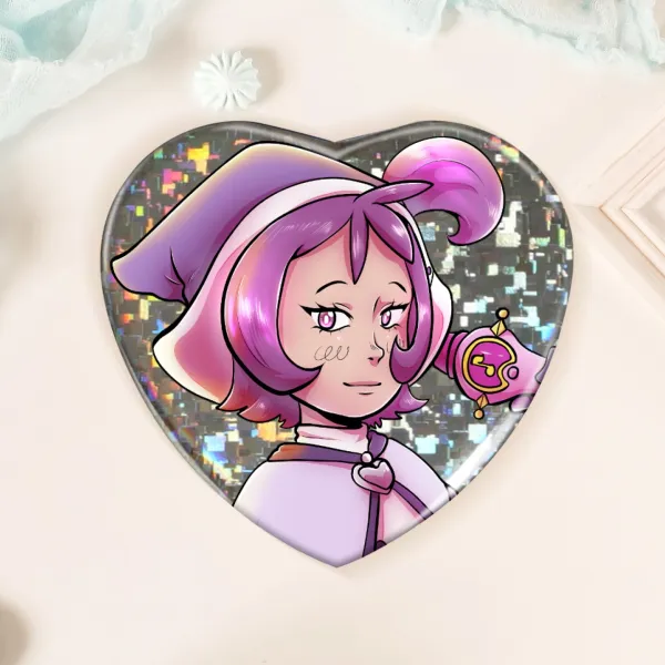 Onpu Heart Shape Holographic Badge