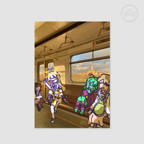 sunset train poster