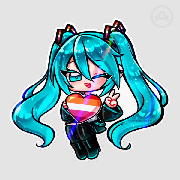 Hatsune Miku Chibi Lesbian Pride Sticker - Kawaii LGBTQ+ Anime Die Cut Stickers