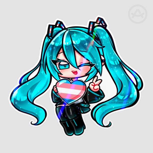 Hatsune Miku Chibi Transexual Pride sticker - Kawaii LGBTQ+ Anime Die Cut Stickers