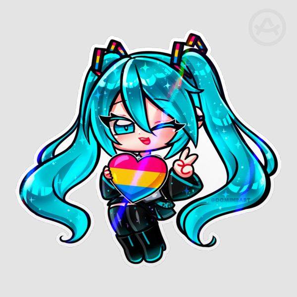 Hatsune Miku Chibi Pansexual Pride Sticker - Kawaii LGBTQ+ Anime Die Cut Stickers